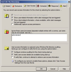 For many checks, Sentry-go can be configured to capture user access information in addition to the check itself. Where possible, this allows you to see who accessed the file (& from which application etc.) at the time the alert was triggered. A dedicated check is also available to monitor specifically for file accesses